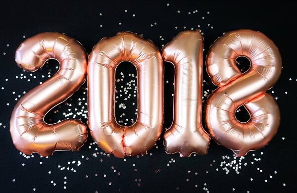 Happy 2018 gold New Year Balloons