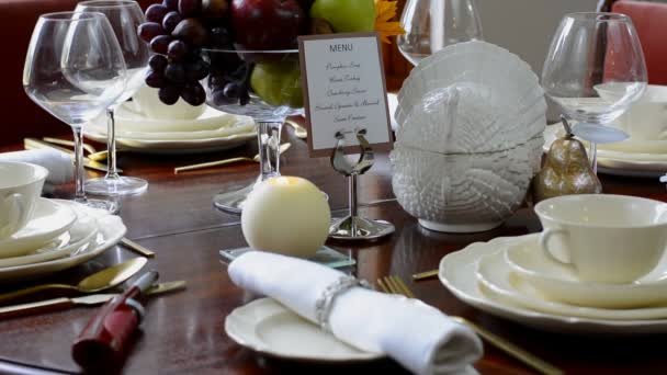 Elegante mesa formal de Acción de Gracias — Vídeo de stock