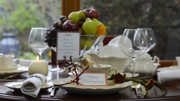 Elegante mesa formal de Acción de Gracias — Vídeos de Stock