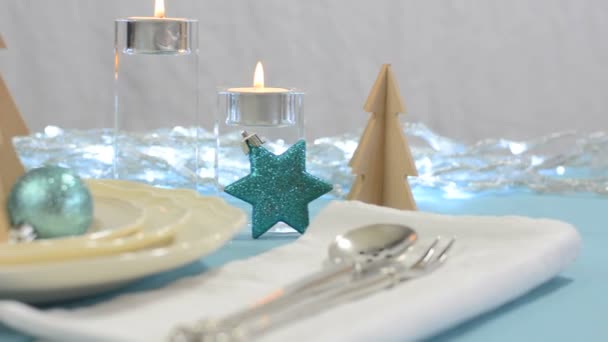 Stylish festive Christmas table setting — Stock Video