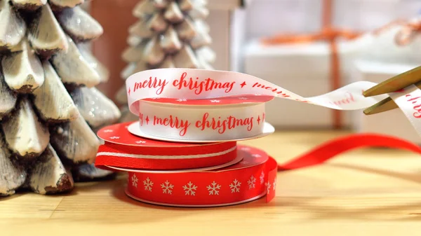 Close up of festive wrapping ribbons — Stock Photo, Image