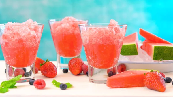 Preparing Summertime refreshing Watermelon granita desserts. — Stock Photo, Image