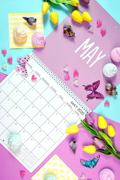 Pagina del calendario di tendenza 2020 per il mese di maggio — Foto Stock