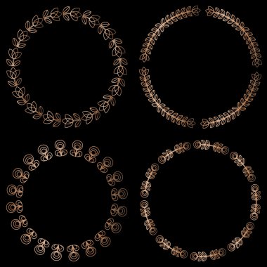 Altın yuvarlak çiçek çerçeveler, tasarım öğeleri