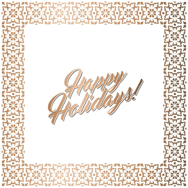 Golden square frame, Happy Holidays card — Stock Vector