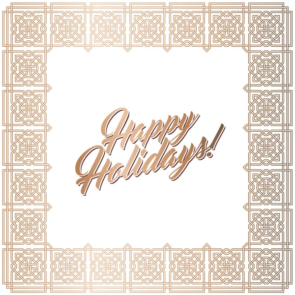 Golden square frame, Happy Holidays card — Stock Vector