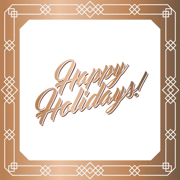 Golden square frame, Happy Holidays card — Stock Vector