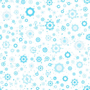 Kar taneleri seamless modeli, mavi ve beyaz renkler