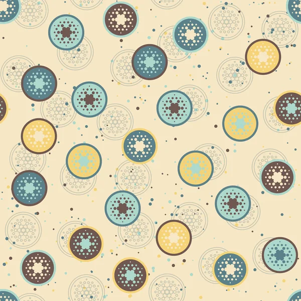 レトロなクリスマスのパターン、円および抽象的な星 — ストックベクタ