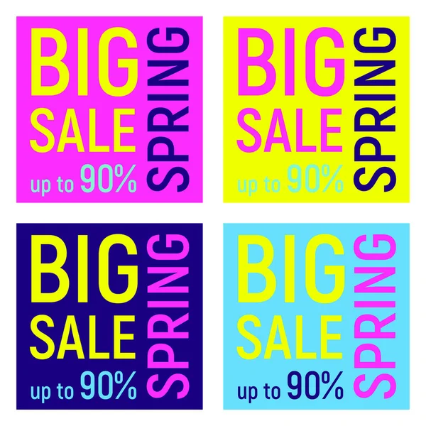 Set of four Big sale banners, geometric memphis — Stock Vector