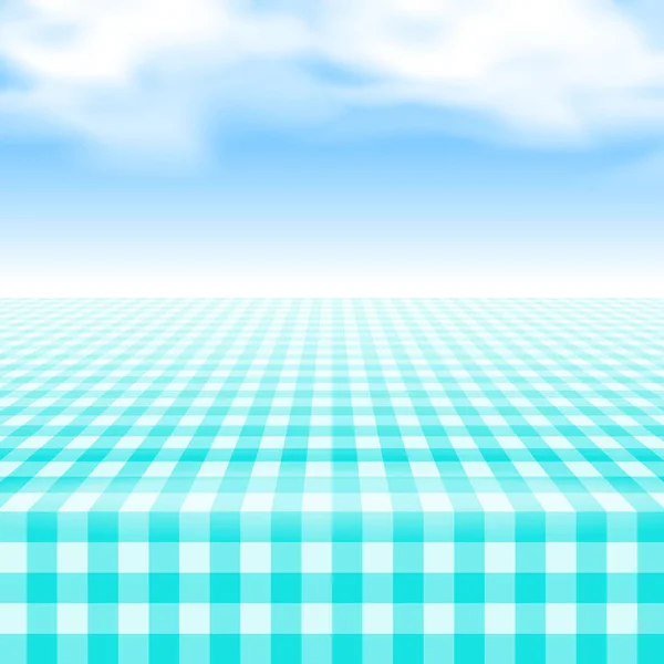 Empty picnic table, covered checkered tablecloth. Royalty Free Stock Vectors
