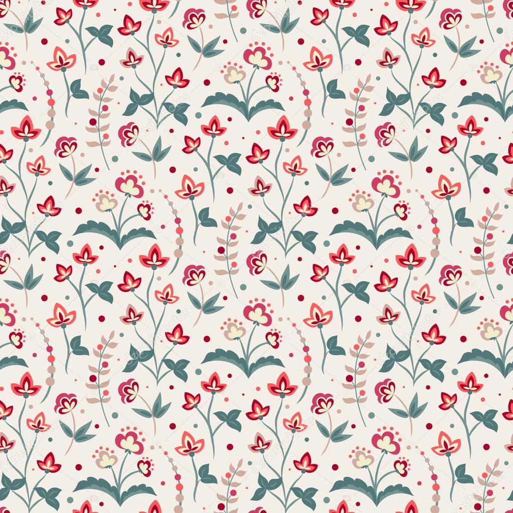 Floral seamless pattern, Jacobean style flowers