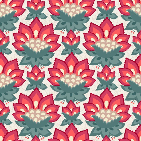 Floral seamless pattern, Jacobean style flowers — Stock Vector