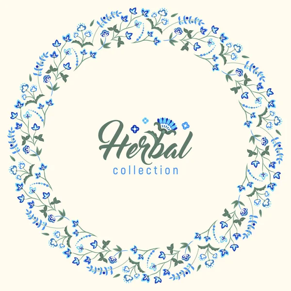 Cadre rond floral, couronne de fleurs de style jacobain — Image vectorielle