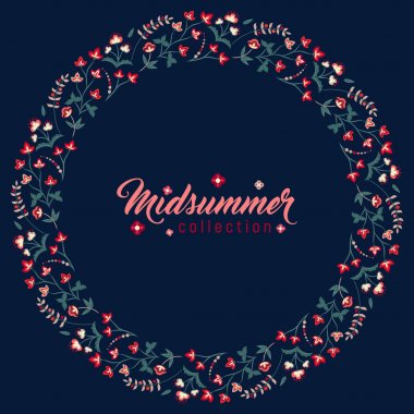 Yaz ortası, Jacobean çiçek çelenk çerçeve çiçek