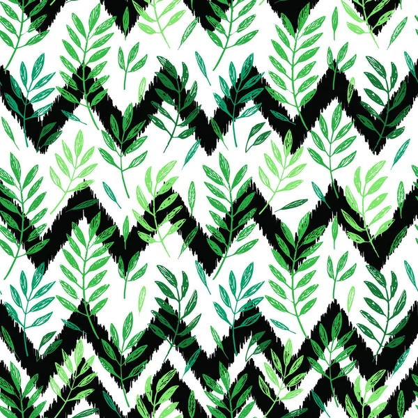 Tropical palm leaves, seamless foliage pattern — Stock Vector