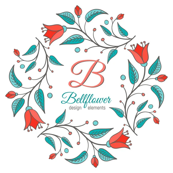Bellflower elemento floreale, disegno di nozze — Vettoriale Stock