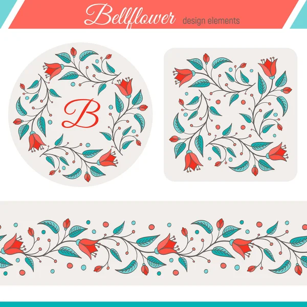 Bellflower elementos florales, diseño de la boda — Archivo Imágenes Vectoriales
