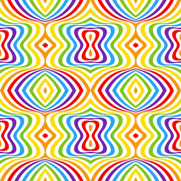 Rainbow opt art background, seamless pattern — Stock Vector