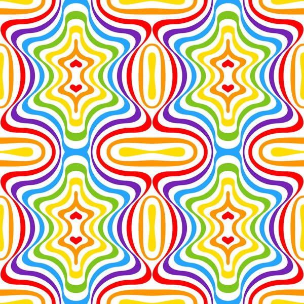 Rainbow opt art background, seamless pattern — Stock Vector