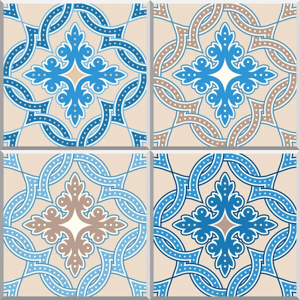 葡萄牙瓷砖，四叶形矢量模式 — 图库矢量图片