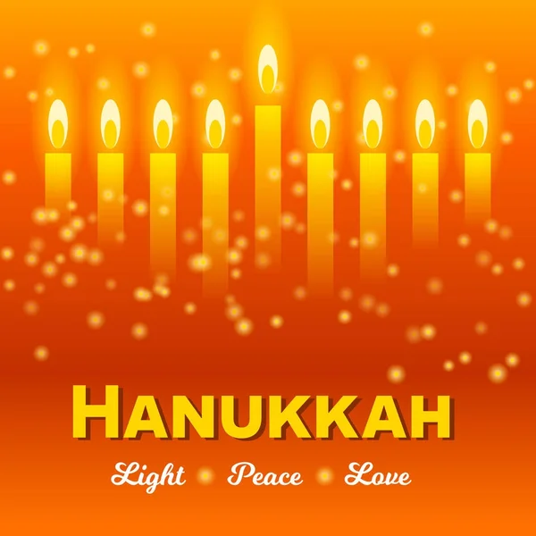 Biglietto di auguri felice Hanukkah, luci sul buio — Vettoriale Stock