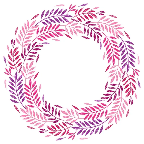 Tropical palm leaves, foliage wreath, round frame — Stock Vector