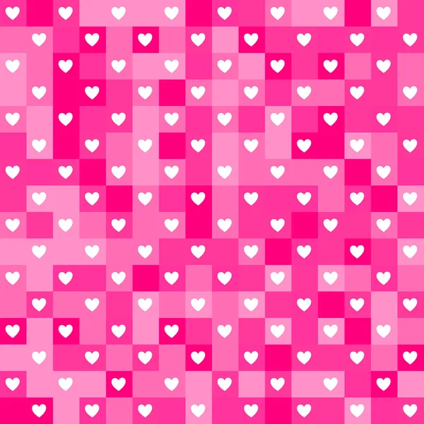 Bright pink hearts, seamless background — Stock Vector