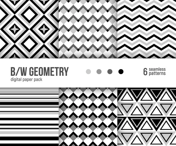 Digitalt papper pack, 6 abstrakt mönster — Stock vektor