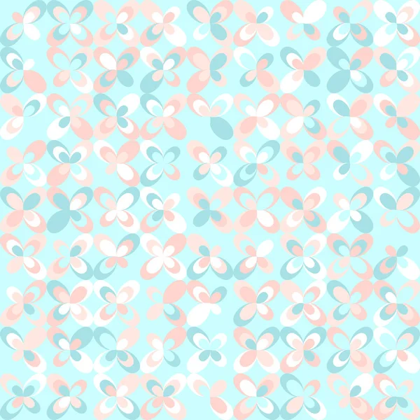 Patrón retro floral de mediados de siglo, rosa menta — Vector de stock