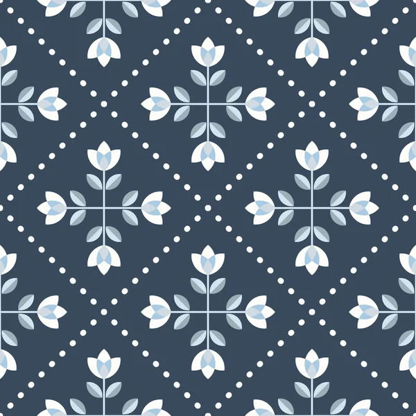 Scandinavian floral background, mid century wallpaper, seamless pattern, — Stock Vector