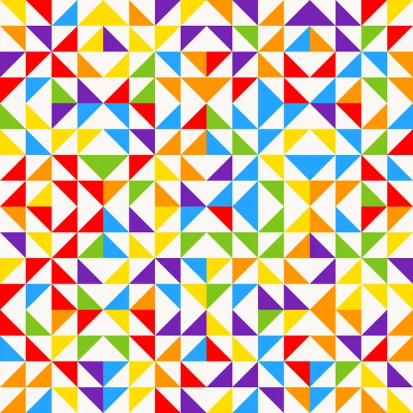 Regenbogen-Mosaik-Fliesen, abstrakter geometrischer Hintergrund, nahtloses Vektormuster. — Stockvektor