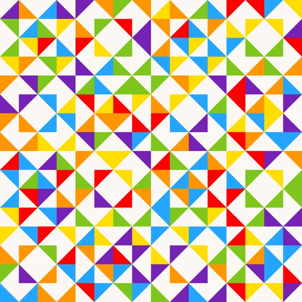 Azulejos de mosaico arco iris, fondo geométrico abstracto, patrón de vector sin costuras . — Vector de stock