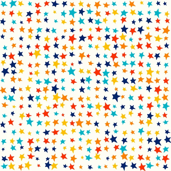 Multicolor Bright Stars Random Vivid Colors Cute Kids Pattern Background — Stock Vector