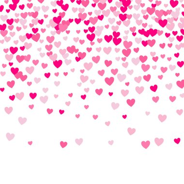 Sevimli küçük kalp desenleri, rastgele sıralama. Sevgililer Günü tebrik kartı ya da düğün tasarımı için mükemmel pembe kalpler. Küçük kalp farklı boyutlarda ve renklerde şekillenir. Vektör illüstrasyonu.