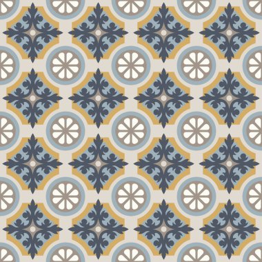 Yer karosu - quatrefoils ile Dikişsiz vintage desen. Sorunsuz vektör arka plan. Düz renkler - görüntü elde etmek kolay.