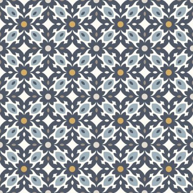 Yer karosu - quatrefoils ile Dikişsiz vintage desen. Sorunsuz vektör arka plan. Düz renkler - görüntü elde etmek kolay.