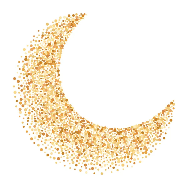 Luxury Golden Crescent Half Moon Gold Glittering Confetti Particles Background — Stock Vector