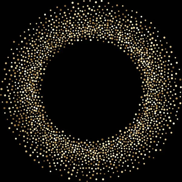 Marco Redondo Dorado Lujo Sobre Negro Partículas Confeti Brillantes Oro — Archivo Imágenes Vectoriales