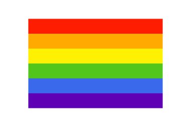 Beyaz arkaplanda basit Gökkuşağı bayrağı simgesi. LGBT bayrak vektörü. LGBTQ renkleri. Vektör çizimi. Düz biçim, efekt yok.