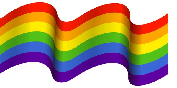 Viftande Regnbåge Flagga Vit Bakgrund Rainbow Hbtq Flagga Vektor Affisch — Stock vektor