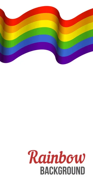 Viftande Regnbåge Flagga Vit Bakgrund Rainbow Hbtq Flagga Vektor Affisch — Stock vektor