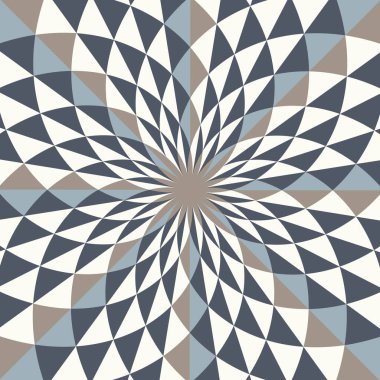 Soyut jeo vektör şablonu, girdap içinde elmas şekiller. Geometrik sanat arka planı. Güzel retro renkler. Harika bir çiçek.