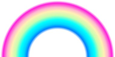 Gökkuşağı şekli, yarım daire, parlak spektrum renkleri, renkli çizgili desen. Vektör çizimi. Gökkuşağı simgesi.