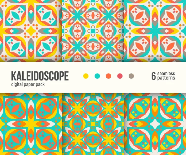 デジタルペーパーパック 6抽象的なシームレスパターンのセット 抽象幾何学的背景 ベクトルイラスト ポルトガルの床タイルデザイン — ストックベクタ