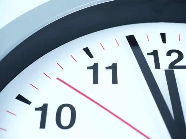 Close Graue Uhr Zeitbeginn Uhr Oder Uhr Roter Sekundenzeiger Minute — Stockvideo