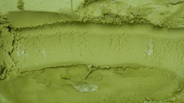 Скаутинг Зелений Чай Ароматизоване Морозиво Ложкою Крупним Планом Вид Зверху — стокове відео