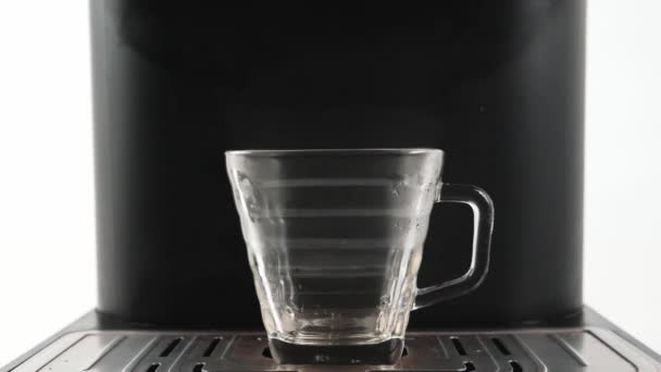 Cafetería Pouring Hot Water Clear Glass Close Front View Food — Vídeo de stock