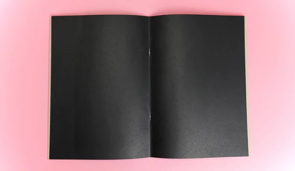 Schwarzes Notizbuch Isoliert Auf Rosa Hintergrund Draufsicht Food Concept — Stockfoto