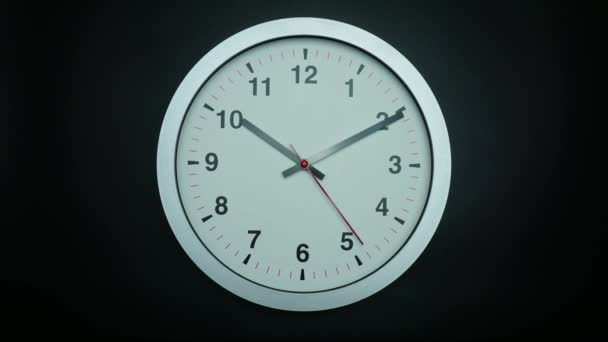 Gray Wall Clock Clock Black Background Time Lapse Minutes Moving — Stock Video